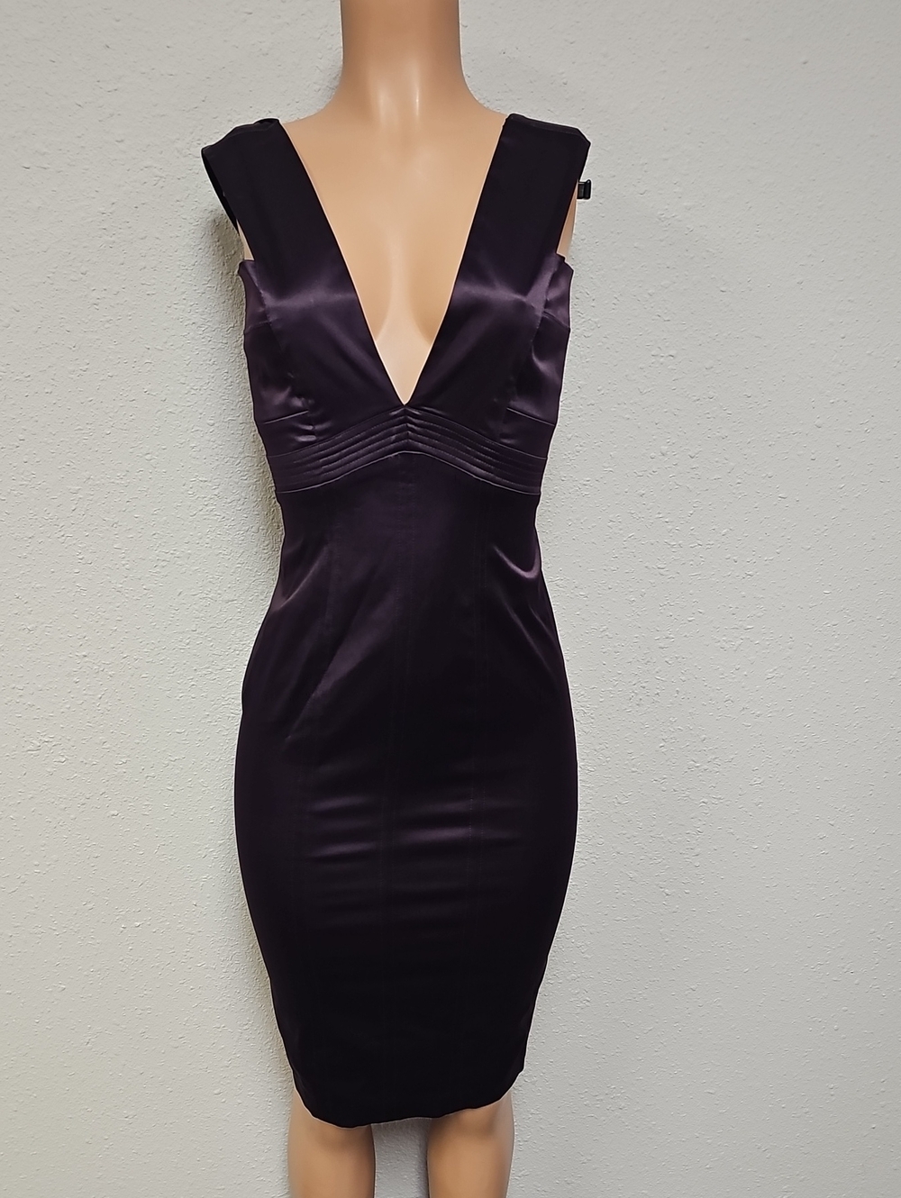 Blaque Label Plum Satin V-Neck Midi Dress